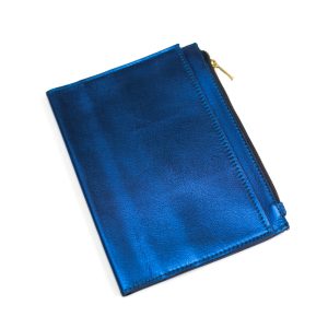 Sobre de piel METÁLICO AZUL  A5